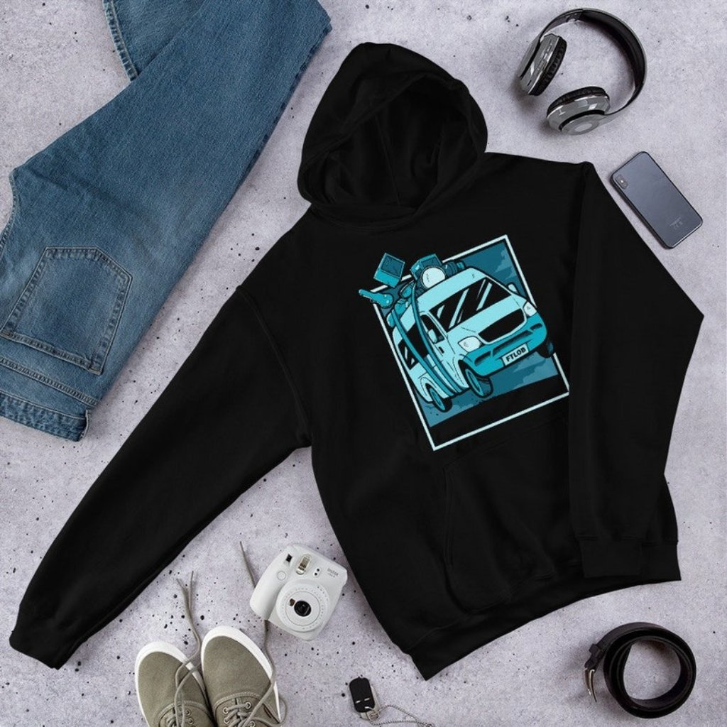 Musician's Tour Van Hoodie - Indie Band Road Trip Graphic Sweatshirt - Unisex